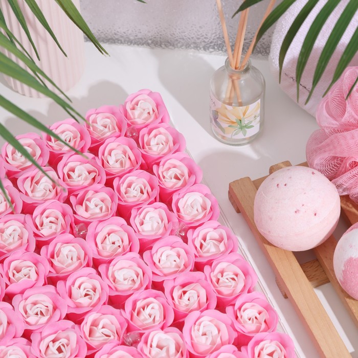 Розы мыльные, бело-розовые, набор, 81 шт - фото 1906091561