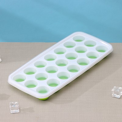 Форма для льда и шоколада с крышкой Доляна, 26×12×2.5 см, 21 ячейка (3×3×2 см), зелёная