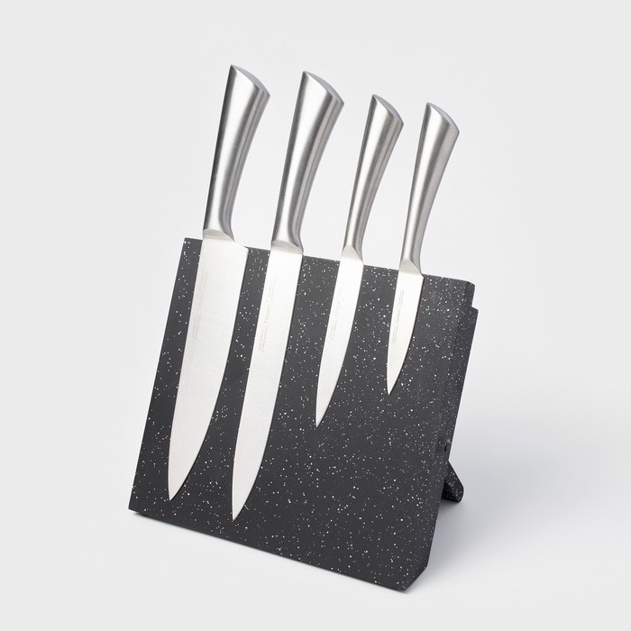 Держатель для ножей магнитный Доляна «Зефир», 22×24 см, чёрный - Фото 1