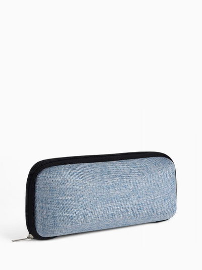 Футляр для очков на молнии, длина 17 см, голубой