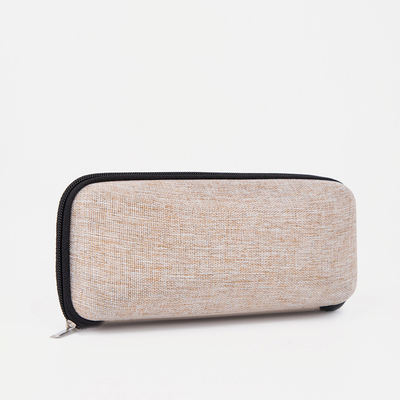 Футляр для очков на молнии, длина 17 см, бежевый