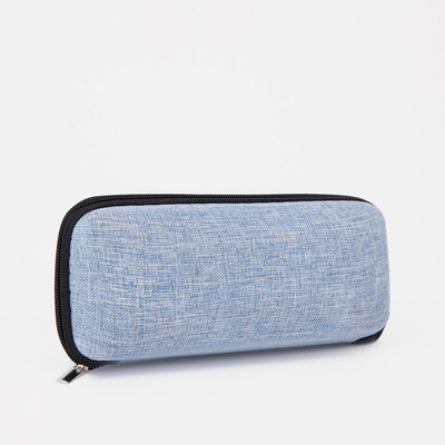 Футляр для очков на молнии, длина 17 см, голубой