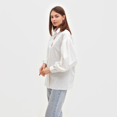 Рубашка женская с объёмными рукавами MINAKU: Casual Collection, размер 44, белая