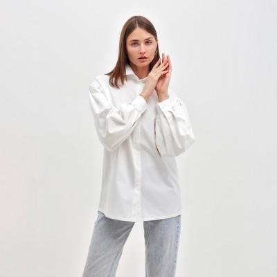 Рубашка женская с объёмными рукавами MINAKU: Casual Collection, размер 44, белая
