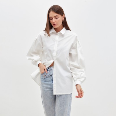 Рубашка женская с объёмными рукавами MINAKU: Casual Collection, размер 44, белая