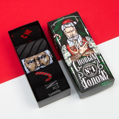 Носки мужские новогодние KAFTAN «Мужчина №1», набор 5 пар, размер 41-44 (27-29 см)