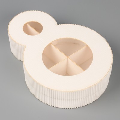 Коробка подарочная, кондитерская упаковка «8 марта» белая, 22×16×5 см