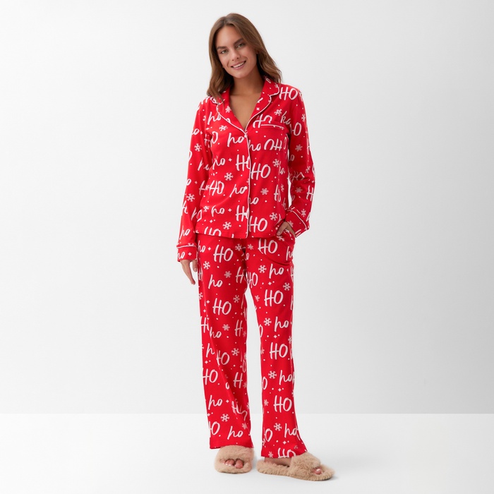 Пижама новогодняя женская (рубашка и брюки) KAFTAN ХоХо, размер 52-54 - Фото 1