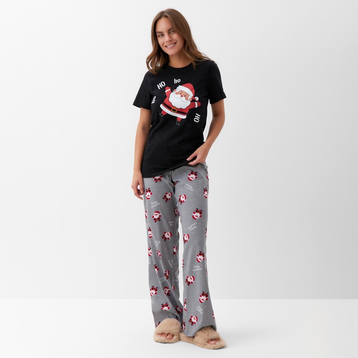 Пижама новогодняя женская (футболка и брюки) KAFTAN "Дед мороз" размер 44-46 - Фото 1