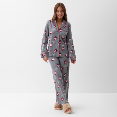 Пижама новогодняя женская (рубашка, брюки) KAFTAN «Дед мороз», размер 40-42