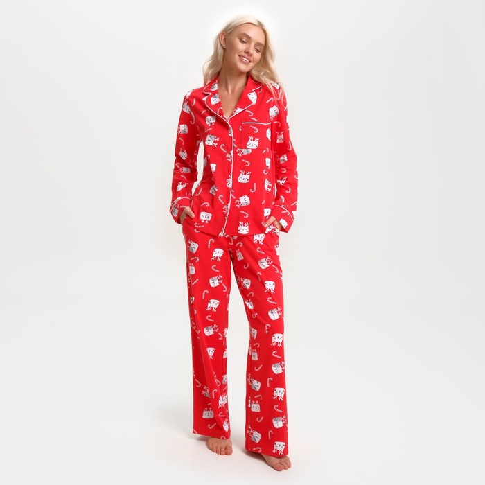 Пижама новогодняя женская (рубашка и брюки) KAFTAN Cats, размер 48-50 - Фото 1