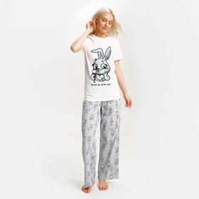 Пижама новогодняя женская (футболка и брюки) KAFTAN «Зайчик», размер 40-42