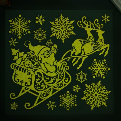 Декоративная наклейка Room Decor "Сани" (светящиеся)  18х18 см