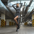 Платье с разрезом миди женское MIST, размер 46, тёмно-серое - фото 21795311