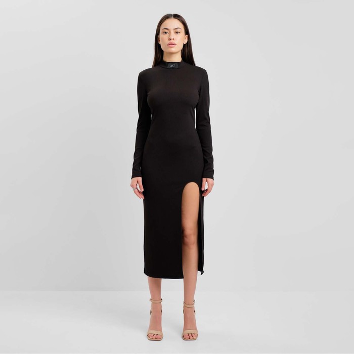Платье с разрезом миди женское MIST, размер 46, чёрное
