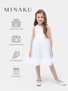 Платье нарядное для девочки MINAKU: PartyDress, белое, рост 134 см - Фото 3