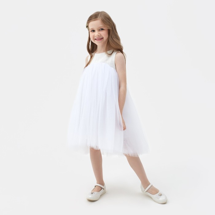 Платье для девочки MINAKU: PartyDress цвет белый, рост 98 - Фото 1
