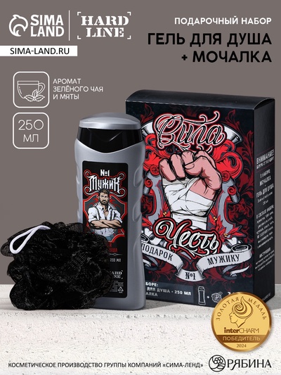 Подарочный набор «Сила и честь», гель для душа 250 мл, аромат ледяная свежесть, мочалка