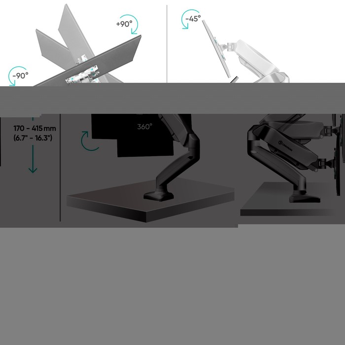 Кронштейн ONKRON G80, для монитора, до 8 кг, белый - фото 51302657