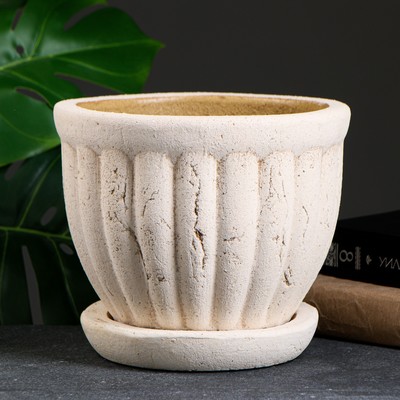 Горшок для цветов «Диана», 4 л, d=20 см, h=16 см, керамический, с поддоном, бежевый