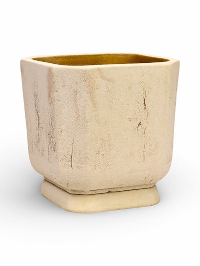 Горшок для цветов «Омега», 10 л, 27×27×25 см, керамический, с поддоном, бежевый