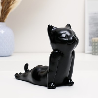 Фигурка «Кот мордой вверх», гипс, чёрный, 17 см