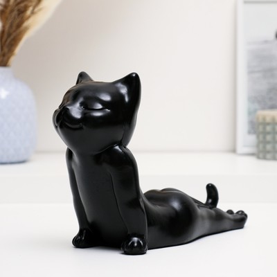 Фигурка «Кот мордой вверх», гипс, чёрный, 17 см