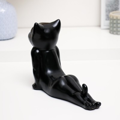 Фигурка «Кот мордой вверх», гипс, чёрный, 17 см