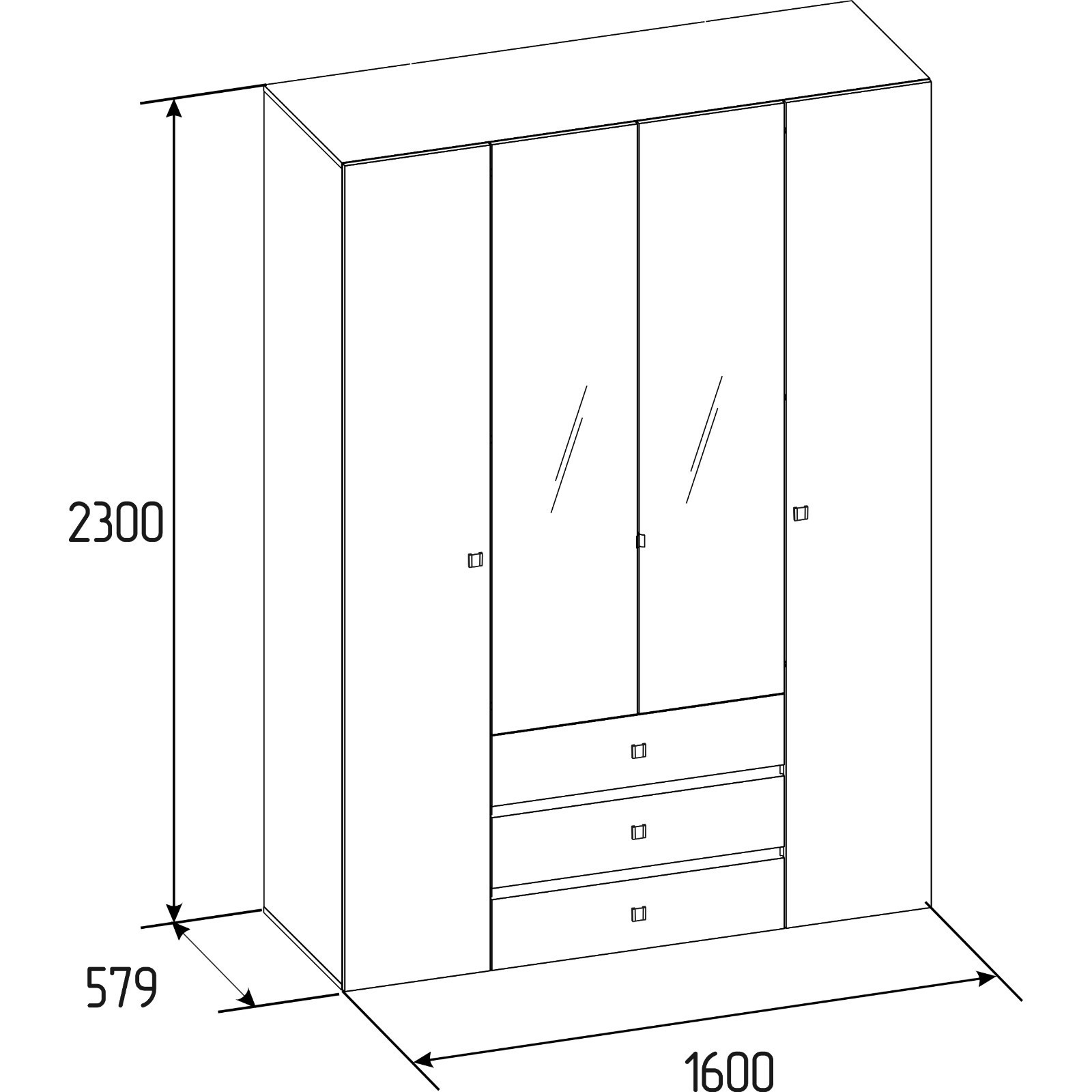 Шкаф распашной 2300