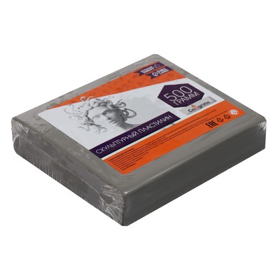 Пластилин скульптурный 500 г Calligrata твёрдый, серый