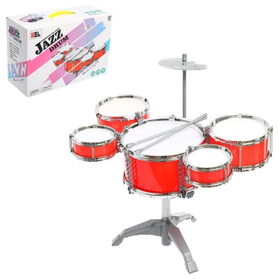 Барабанная установка «Джаз», 5 барабанов, тарелка, палочки, уценка (помята упаковка, нет держателя для тарелки)