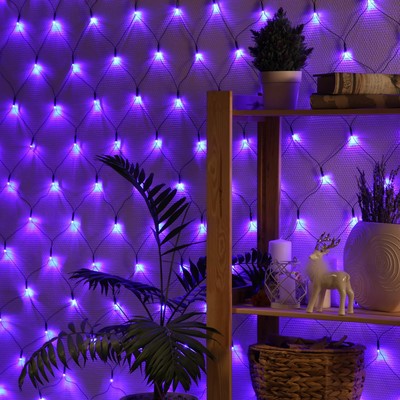 УЦЕНКА Гирлянда «Сеть» 1.6×1.6 м, IP20, тёмная нить, 144 LED, 8 режимов, 220 В, свечение синее