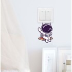 Наклейка на выключатель цветная "Космонавт на качеле" 11,5х15 см - фото 10015291