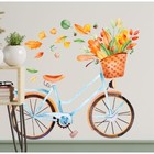 Наклейка пластик интерьерная цветная "Велосипед с осенними листьями" 30х90 см - фото 319081280