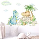 Наклейка пластик интерьерная цветная "Малыши динозаврики" набор 2 листа 30х90 см - фото 108973784