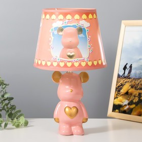 Настольная лампа "Мишка с сердцем" Е14 40Вт розовый 20х20х34 см RISALUX