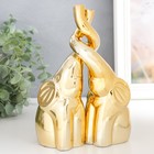 Сувенир керамика "Два слона, хоботы сплетены" золото набор 2 шт 20х12х7 см - Фото 2