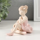 Сувенир керамика "Балерина в розовом платье и пуантах сидит" МИКС  8х10х10,5 см - фото 23691247