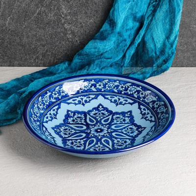 Ляган узбекский Риштанская Керамика, d=33 см, синий