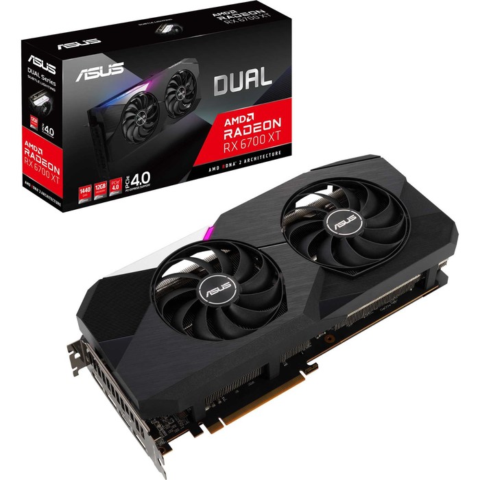 Видеокарта Asus DUAL-RX6700XT-12G, AMD Radeon RX 6700XT, 12Gb, GDDR6, HDMI, DP - фото 51302675