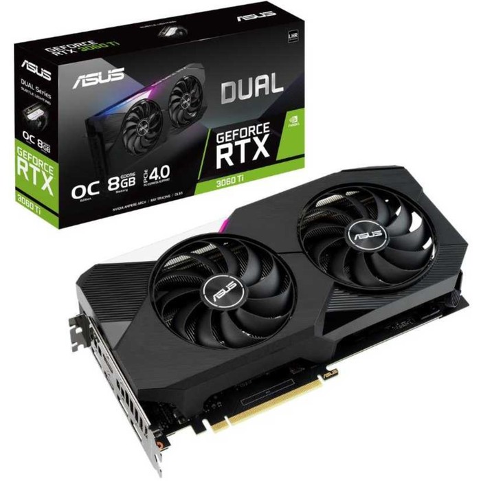 Видеокарта Asus DUAL-RTX3060TI-O8G-V2, GeForce RTX 3060Ti, 8Gb, GDDR6, HDMI, DP - фото 51487737