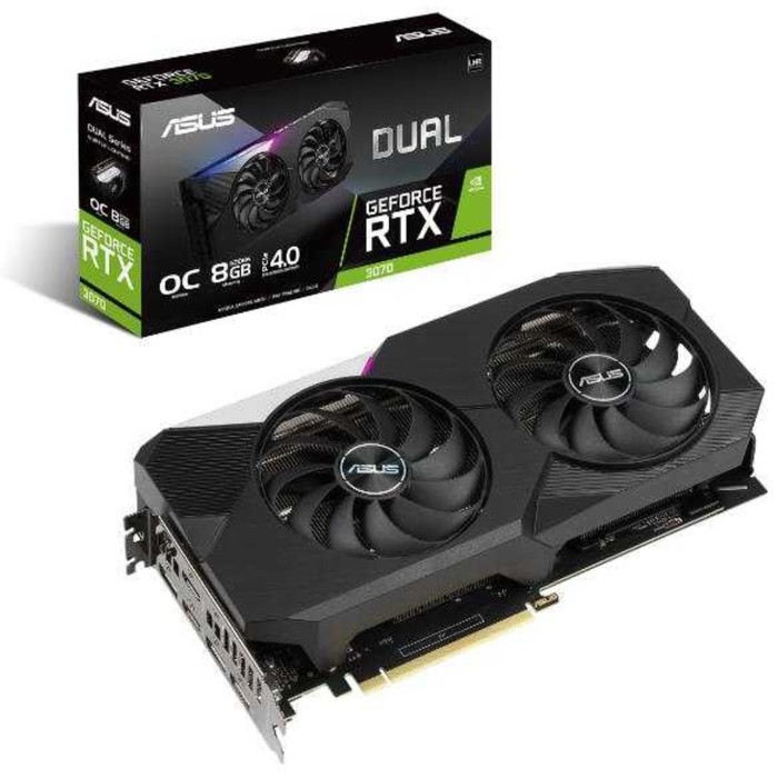 Видеокарта Asus DUAL-RTX3070-O8G-V2 LHR, GeForce RTX 3070, 8Gb, GDDR6, HDMI, DP - фото 51315953