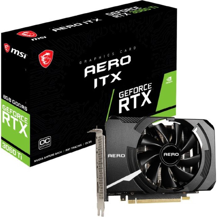 Видеокарта MSI RTX 3060 Ti AERO ITX 8G OC LHR, GeForce RTX 3060Ti, 8Gb, GDDR6, HDMI, DP - фото 51315958