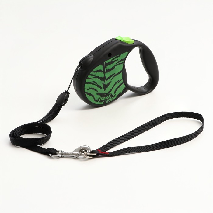 Рулетка Flexi Safari S, 5 м, трос, до 12 кг, green Tiger - Фото 1