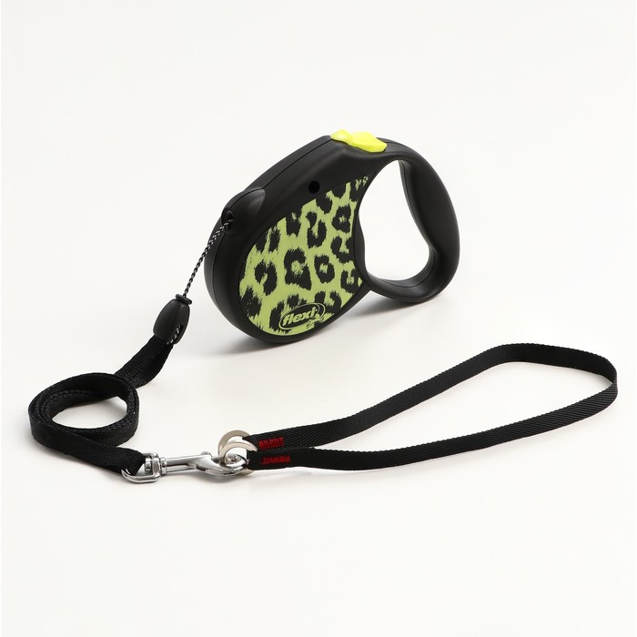 Рулетка Flexi Safari S, 5 м, трос, до 12 кг, желтый леопард (yellow Leopard) - Фото 1