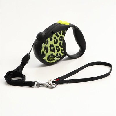 Рулетка Flexi Safari M, 5 м, трос, до 20 кг, желтый леопард (yellow Leopard)