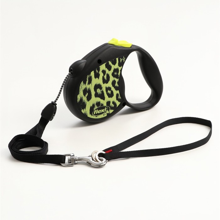 Рулетка Flexi Safari M, 5 м, трос, до 20 кг, желтый леопард (yellow Leopard) - Фото 1