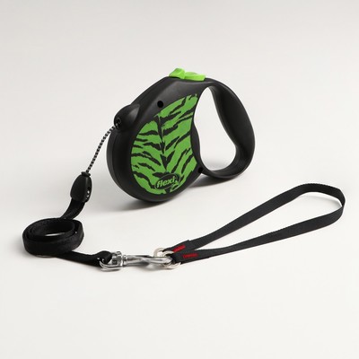 Рулетка Flexi Safari M, 5 м, трос, до 20 кг, зеленый тигр (green Tiger)