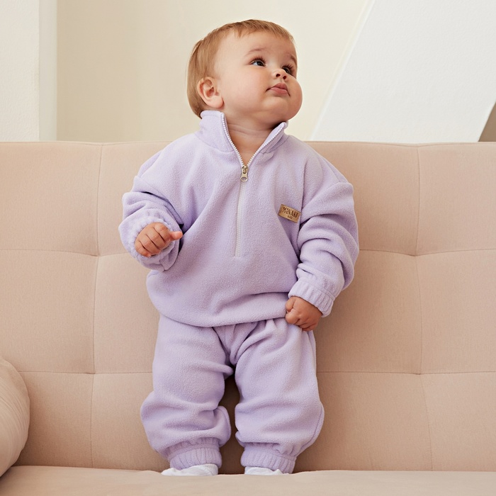 Костюм детский (толстовка, брюки) MINAKU цвет сиреневый, рост 68-74 - Фото 1