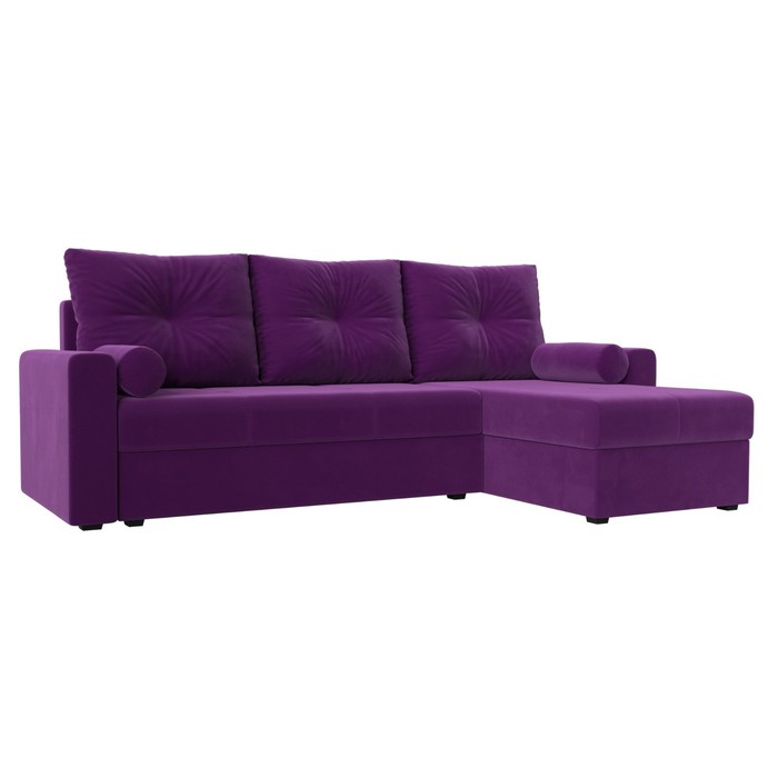 Угловой диван «Верона Лайт», еврокнижка, правый угол, микровельвет, цвет фиолетовый - Фото 1